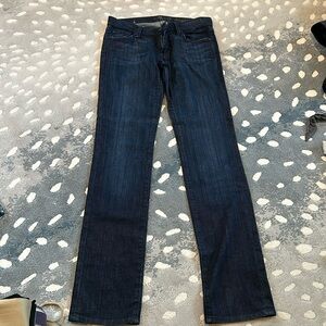 Women's dark colored jeans
